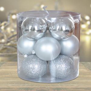 Kerstballen onbreekbaar 7 cm Zilver