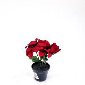 Kunsstof kerstroos Rood 7 cm pot