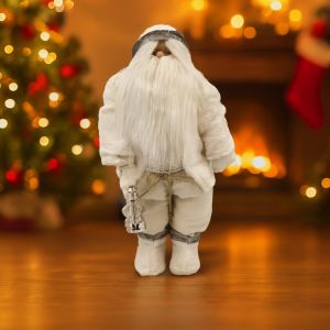 Kerstman Wit met Zilveren Olilamp 80 cm