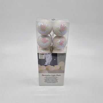 Kerstballen wit Led x 10