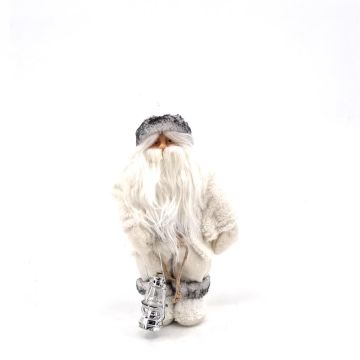 Kerstman Wit met Zilveren Olielamp 35 cm