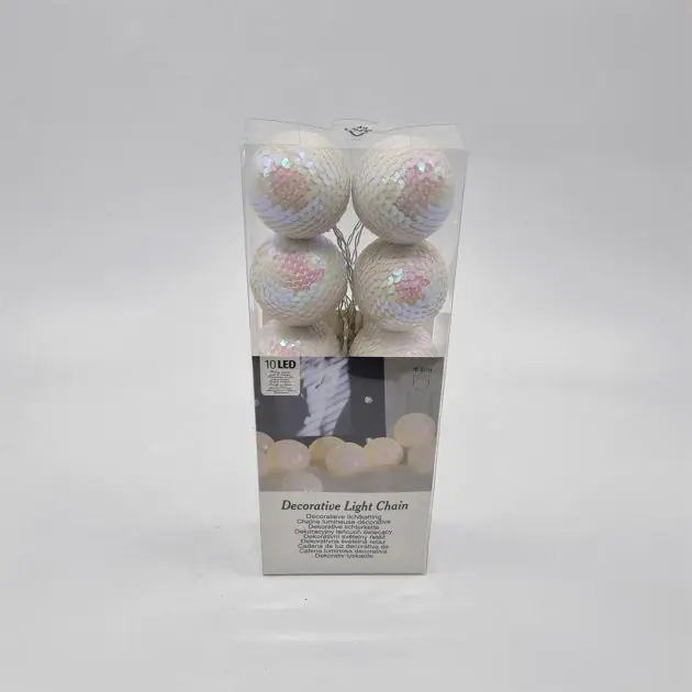 Kerstballen wit Led x 10